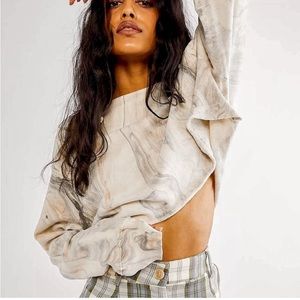 EUC Rare Find Free People X Vintage Souls Cropped Marble Hoodie Made in USA